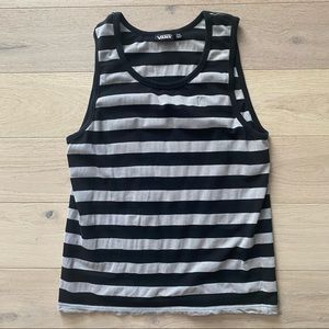 Vans Black Gray Striped Tank Top